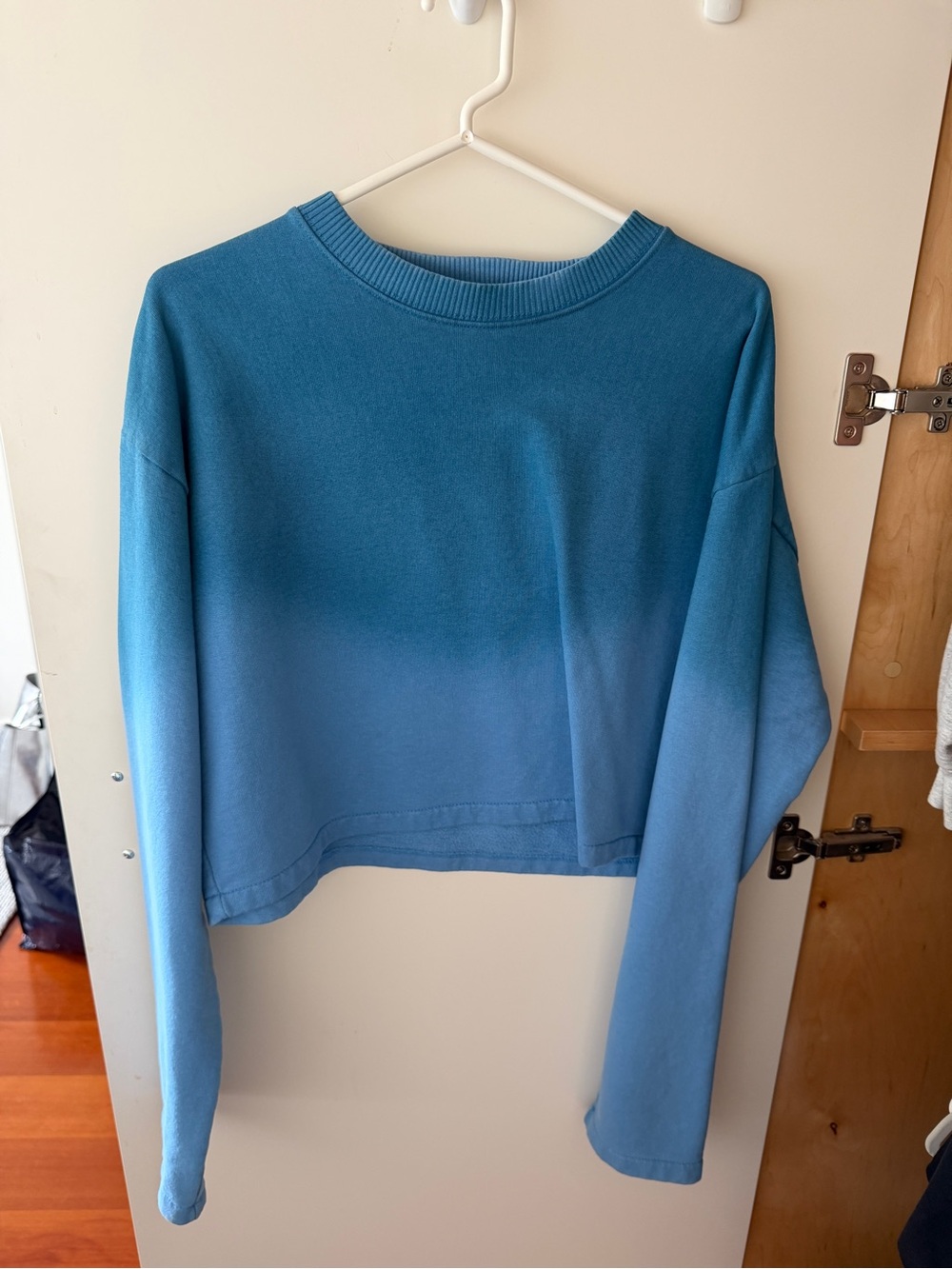Acne Studios Blue Ombre Cropped Sweatshirt Top